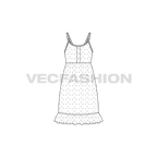 Womens polka dots dress flat sketch, front view