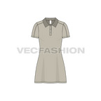 Womens polo neck dress flat sketch, front view