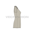 Womens polo neck dress flat sketch, side view
