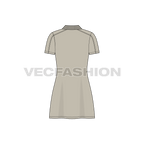 Womens polo neck dress flat sketch, back view