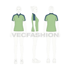 Womens polo shirt flat sketch, croqui sketch