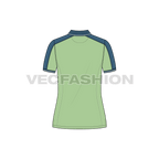 Womens polo shirt flat sketch, back view