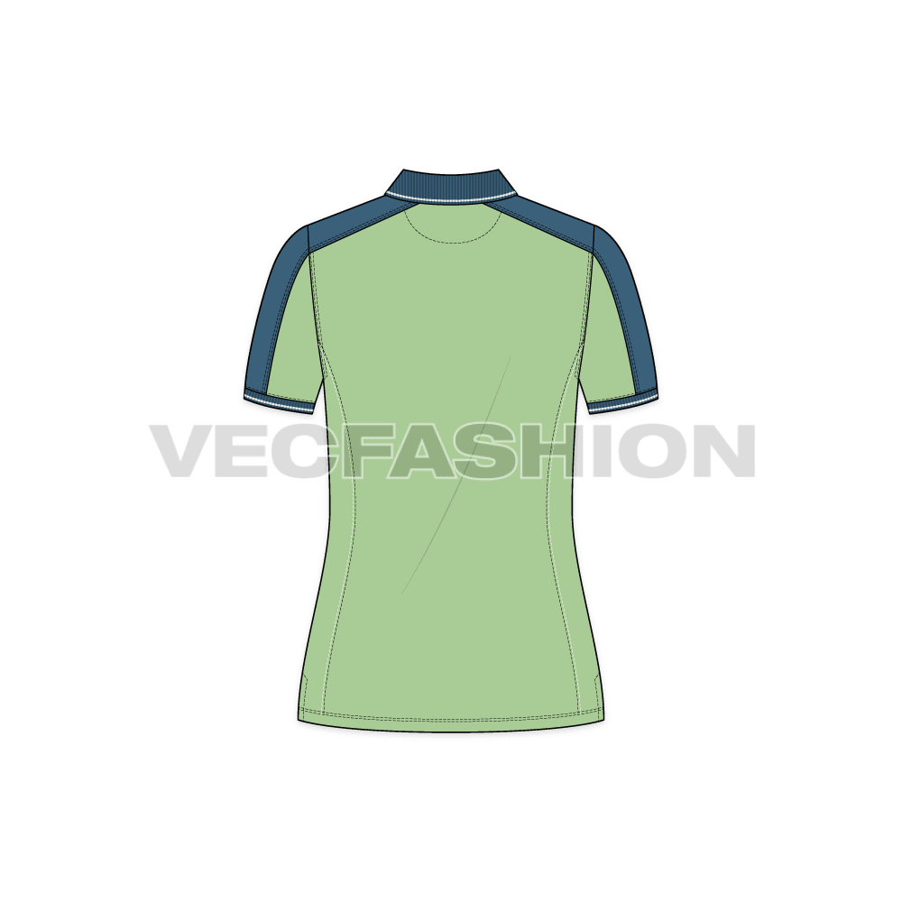 Women's Polo Shirt vector clothing fashion flats - back view