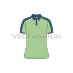 Womens polo shirt flat sketch, front view