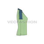 Womens polo shirt flat sketch, side view