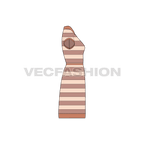 Womens polo shirt dress flat sketch, side view