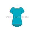 Womens pre workout tee flat sketch, front view