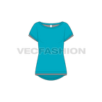 Womens pre workout tee flat sketch, front view