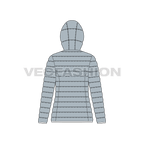 Women's Puffer Coat flat sketch, back view