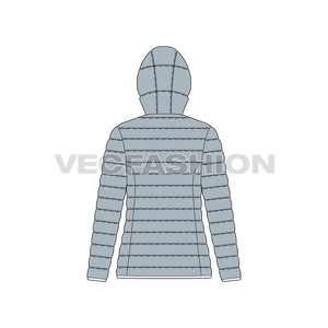 A vector illustrator template of Women's Puffer Coat. It has quilted lining under the outer shell of 350 goose down and feathers, usually called as Insulation. 