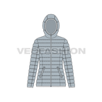 Women's Puffer Coat flat sketch, front view