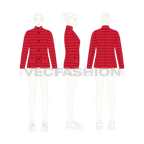Women's Puffer Coat flat sketch, croqui sketch