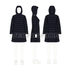 Women's Puffer Coat flat sketch, croqui sketch
