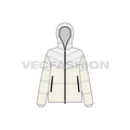 Women's Puffer Jacket flat sketch, front view
