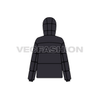Women's Puffer Jacket flat sketch, back view