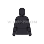 Women's Puffer Jacket flat sketch, front view