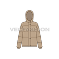 Women's Puffer Jacket flat sketch, front view