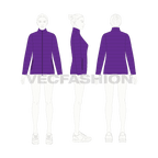 Womens puffer jacket flat sketch, croqui sketch