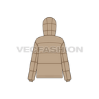 Women's Puffer Jacket flat sketch, back view