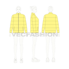 Women's Puffer Mock Neck flat sketch, croqui sketch