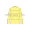 Women's Puffer Mock Neck flat sketch, front view