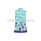 Womens puffer vest, floral quilted flat sketch, back view