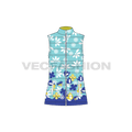 Womens puffer vest, floral quilted flat sketch, front view