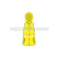 Womens puffer vest coat, yellow flat sketch, front view