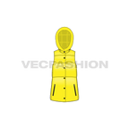 Womens puffer vest coat, yellow flat sketch, front view