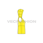 Womens puffer vest coat, yellow flat sketch, side view