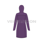 Women's Quilted Climbing Jacket flat sketch, back view
