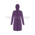 Women's Quilted Climbing Jacket flat sketch, front view