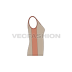Womens racerback style tank top flat sketch, side view