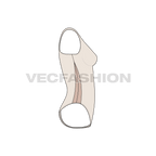 Womens racerback swimsuit flat sketch, side view