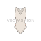 Womens racerback swimsuit flat sketch, front view