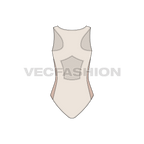 Womens racerback swimsuit flat sketch, back view