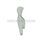 Womens raglan sleeve crop hoodie flat sketch, side view