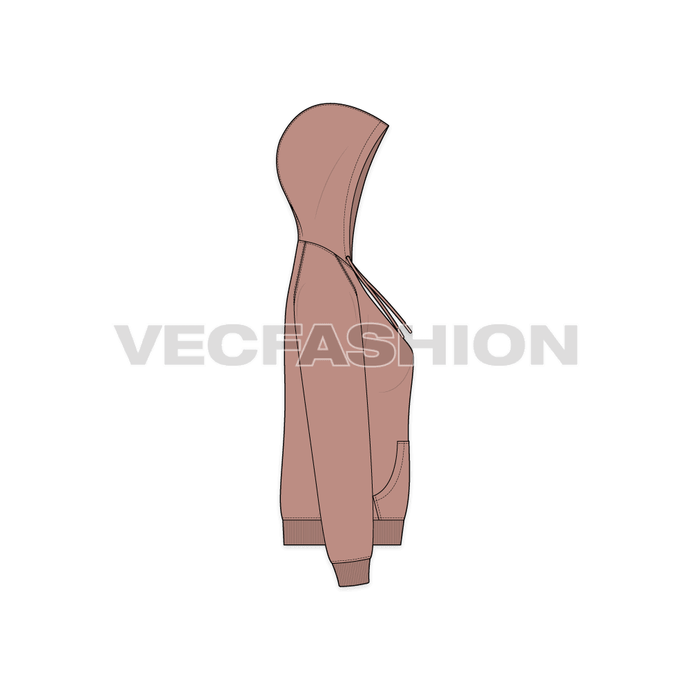 A vector illustrator sketch template of Women's Raglan Sleeve Hoodie.