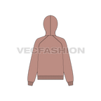 Womens raglan sleeve hoodie, zip up flat sketch, back view