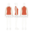 Womens raglan sleeve polo neck tee flat sketch, croqui sketch