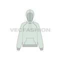 Womens raglan sleeve pullover hoodie flat sketch, front view