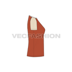 Womens raglan sleeved tee flat sketch, side view