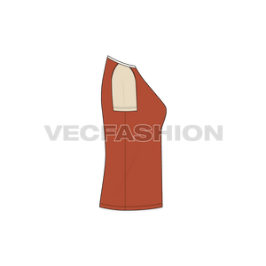 Women's Raglan Sleeved Tee vector apparel template - side view