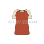 Womens raglan sleeved tee flat sketch, front view