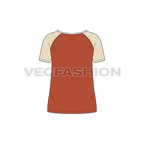Womens raglan sleeved tee flat sketch, back view