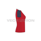 Womens rashguard t-shirt flat sketch, side view