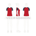 Womens rashguard t-shirt flat sketch, croqui sketch