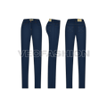 Womens regular fit denim jeans flat sketch, showing all views, front, side and back