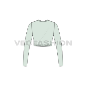 A vector fashion template for Women's Round Neck Crop Tee.