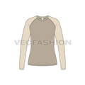 Womens round neck raglan sleeve flat sketch, front view